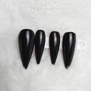 Black Press-on Nails (Red Bottoms)